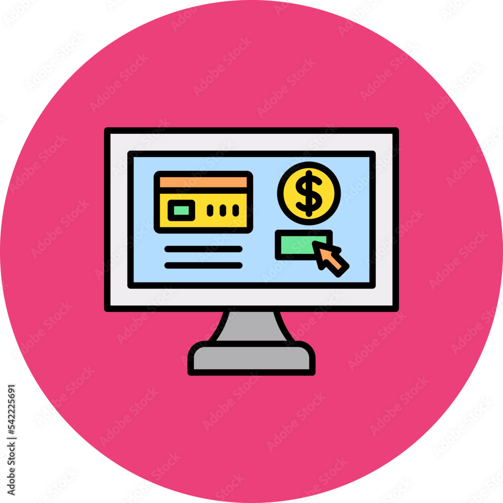 Online Payment Multicolor Circle Filled Line Icon Online Payment Multicolor Circle Filled Line Icon