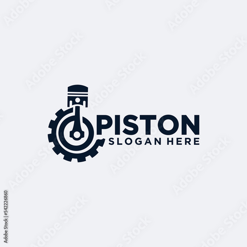 Engine repair services, gear and piston maintenance logo, automotive engine mechanic technology logo