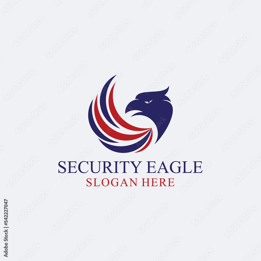 Eagle vector logo, eagle protection eagle logo template design with vector shield combination,