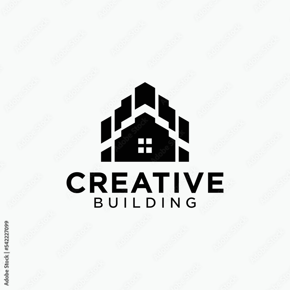 Tech building logo design architectural construction building design template vector
