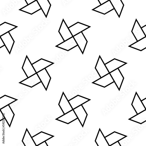 hand draw paper windmill seamless pattern on white background