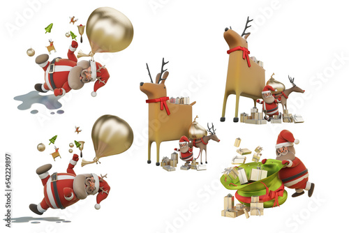 Santacros  in a different posture at Christmas on a transparent background