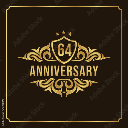 Collection of isolated anniversary logo numbers 1 to 1 million with ribbon vector illustration | Happy anniversary 64th