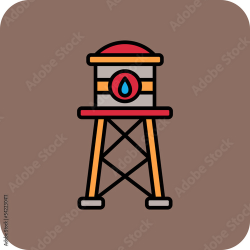 Water Tower Multicolor Round Corner Filled Line Icon