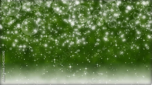 クリスマス 雪の結晶 多い 小 バブル 雪が降る 【背景 抹茶色】