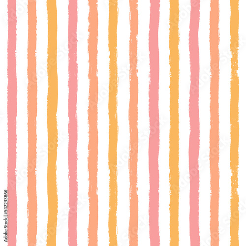 Pink stripes pattern  vector girly stripe seamless background  childish pastel brush strokes. cute baby paintbrush lines backdrop
