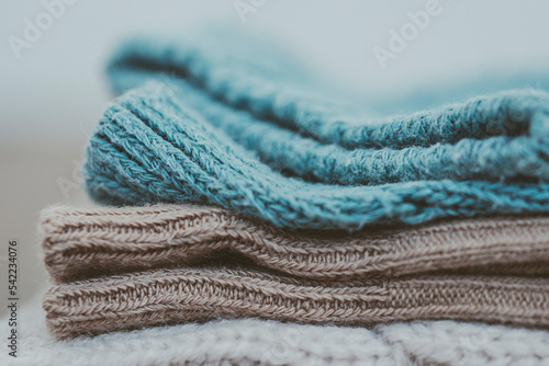 Close-Up of a stack of wool socks photo