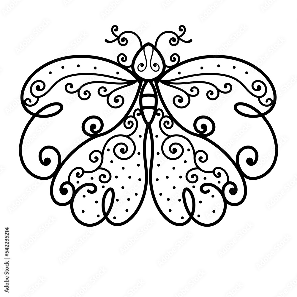 Butterfly Outline witch magic design elements, Butterfly coloring page, Line Art, Hand drawn Illustration Butterfly Outline witch magic design elements, Butterfly coloring page, Line Art, Hand drawn Illustration