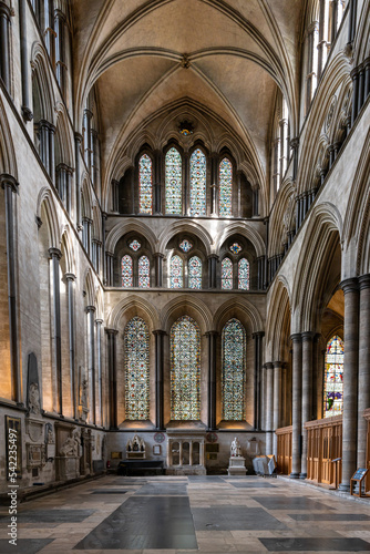 view of the side nave in the historic Salisbury Cathedral