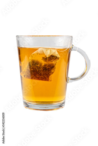 Tea concept. a white cup of tea. top view. Herbal tea forms herbs. Cup of herbal tea isolated on white background.