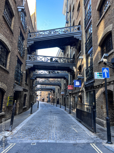 Traditional cobbled street, Shad Thames, Butler's Wharf, Bermondsey, London, England, UK photo