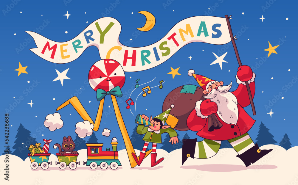 custom made wallpaper toronto digitalChristmas card design template with santa claus. Vector illustration