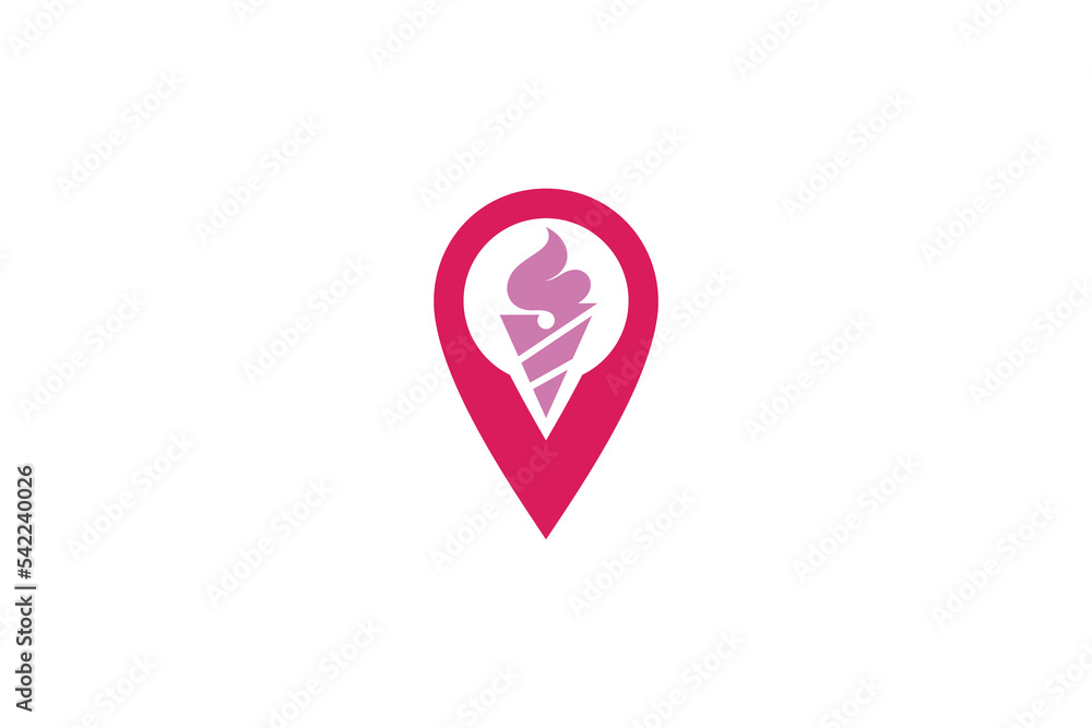 Fototapeta premium Ice cream logo inside pinpoint shape
