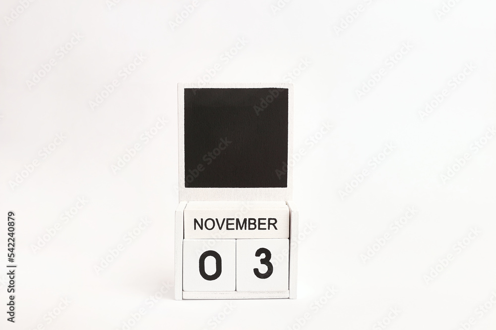 Calendar with date 3 November and place for designers. Illustration for an event of a certain date. Calendar with date 3 November and place for designers. Illustration for an event of a certain date.