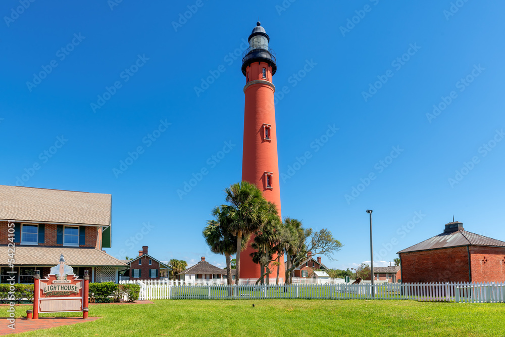 Ponce Inlet Lighthouse at sunny day, Daytona Beach, Florida.
