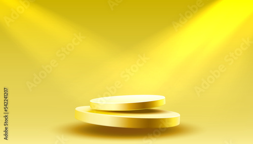 Stage podium with lighting, Stage Podium Scene with for Award, Decor element background. Vector