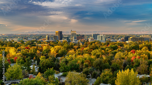 Full autumn fall colors in the city of trees Boise Idaho