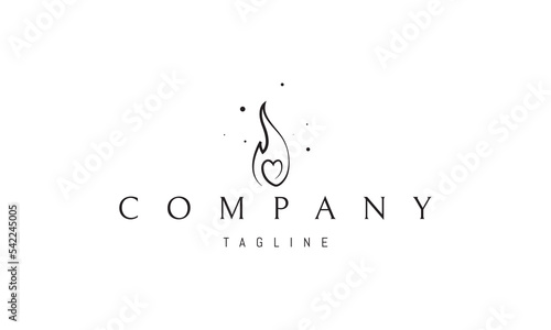 Vector logo on which an abstract image of a burning sun in the style of one line.