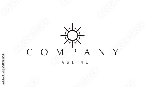 Vector logo on which an abstract image of the sun with straight lines in the form of rays.