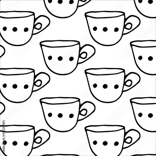 Vector seamless pattern of a glass and saucer