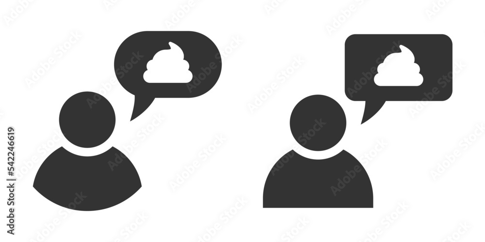 Man talking shit icon. Obscene language symbol. The speaking people icon. Flat vector illustration. Man talking shit icon. Obscene language symbol. The speaking people icon. Flat vector illustration.