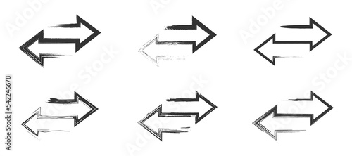 Transfer icon set. Grunge texture arrows. Vector illustration.