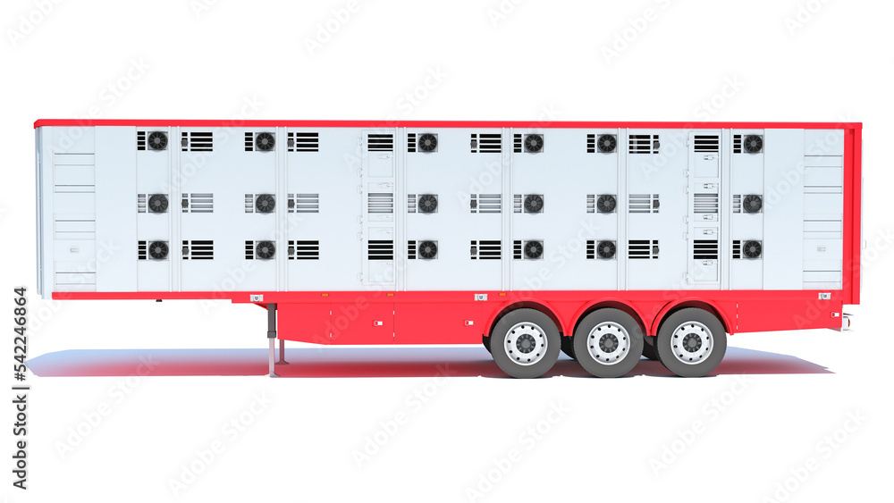 Cattle Animal Transporter semi trailer 3D rendering on white background Cattle Animal Transporter semi trailer 3D rendering on white background