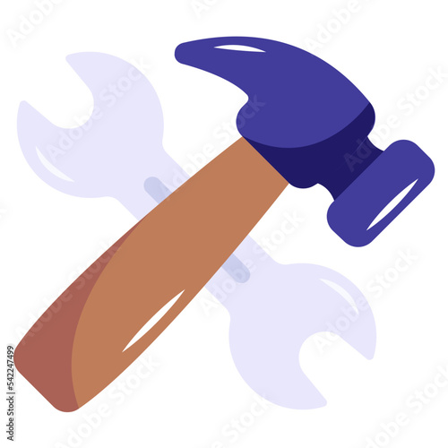 Wrench and screwdriver, flat icon of mechanical tools 