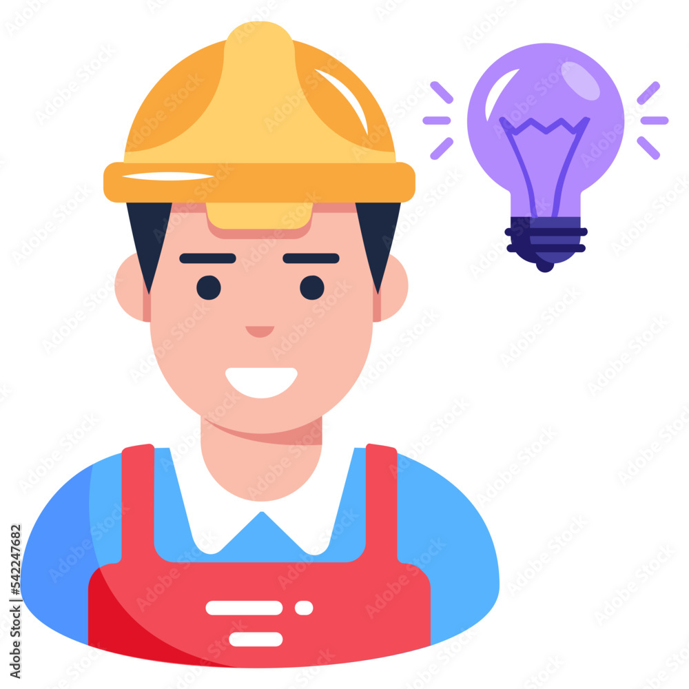 A well-designed flat icon of construction worker A well-designed flat icon of construction worker