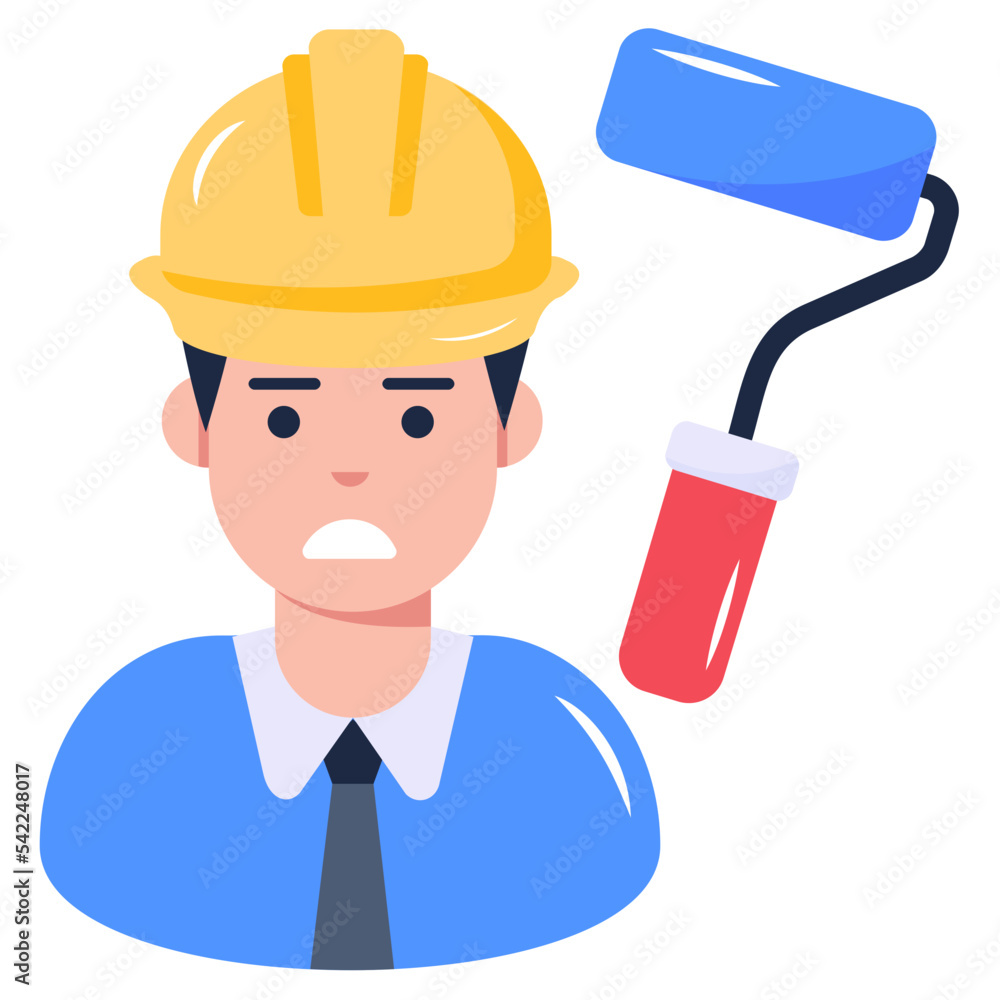 A well-designed flat icon of construction worker A well-designed flat icon of construction worker