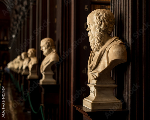 Bust of Socrates in Long Room of Trinity College Old Library in Dublin