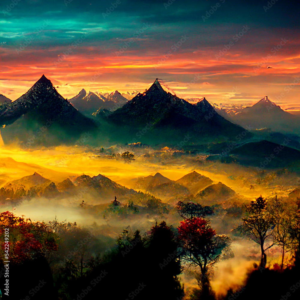 Fototapeta premium sunrise in the mountains