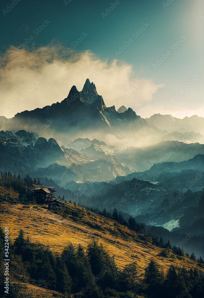 Fototapeta premium sunset in the mountains