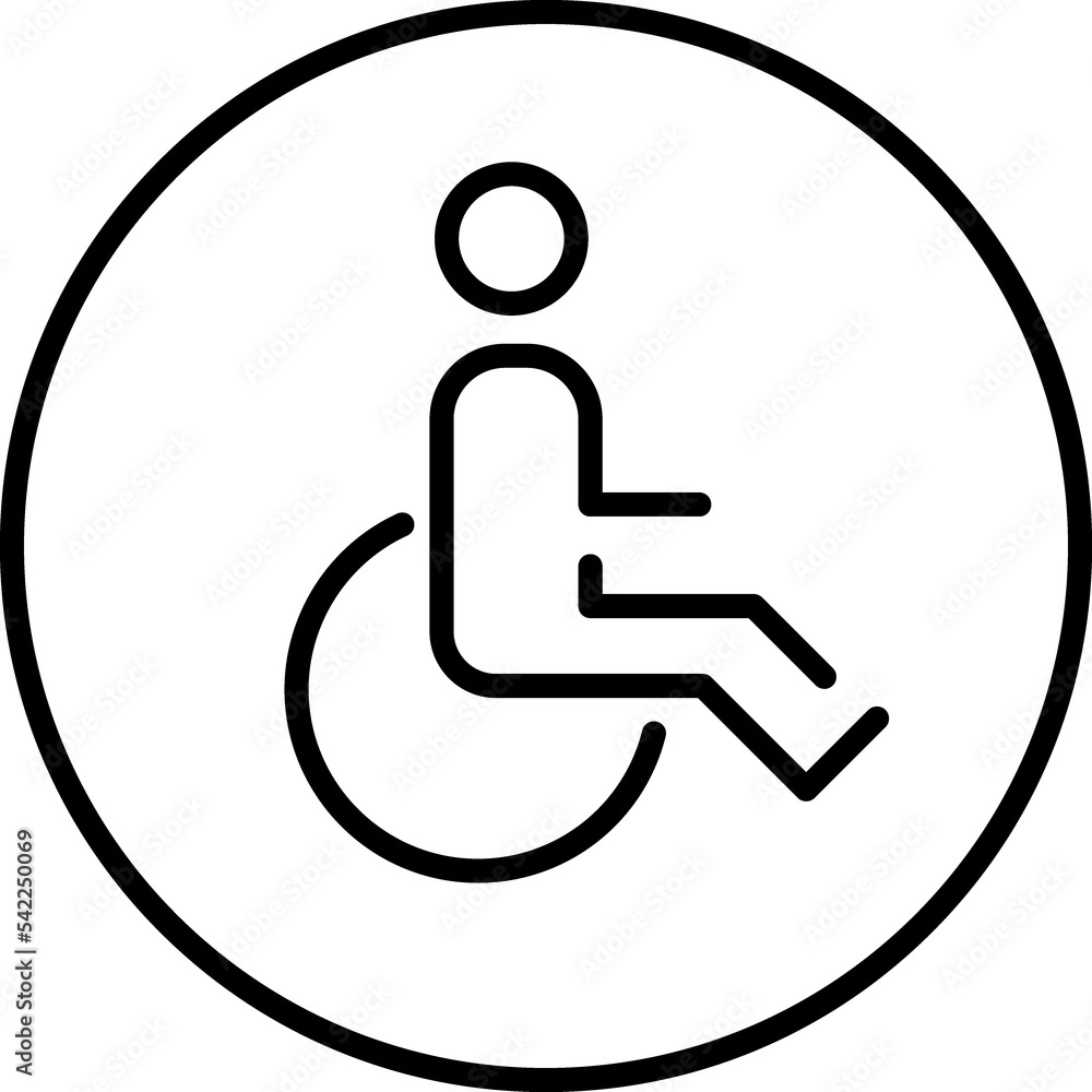 Disabled Handicap icon.Handicapped patient line icon. Disabled man outline vector icon Disabled Handicap icon.Handicapped patient line icon. Disabled man outline vector icon