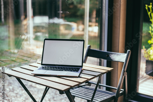 Computer similar to MacBook pro with touchpad mockup, clear background for business presentation