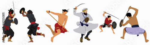 Illustration of different combat sport of India. photo