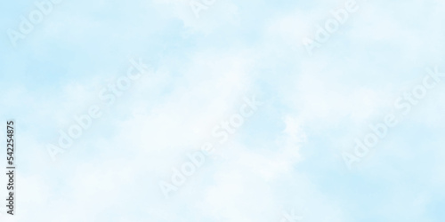 Abstract shinny winter seasonal natural cloudy blue sky background, Hand painted watercolor shades sky clouds, Bright blue cloudy sky vector illustration.