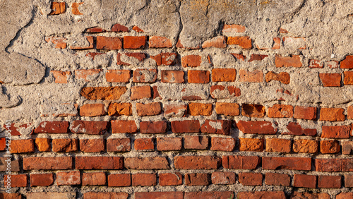 Obraz na płótnie Old red wall built of bricks w salonie