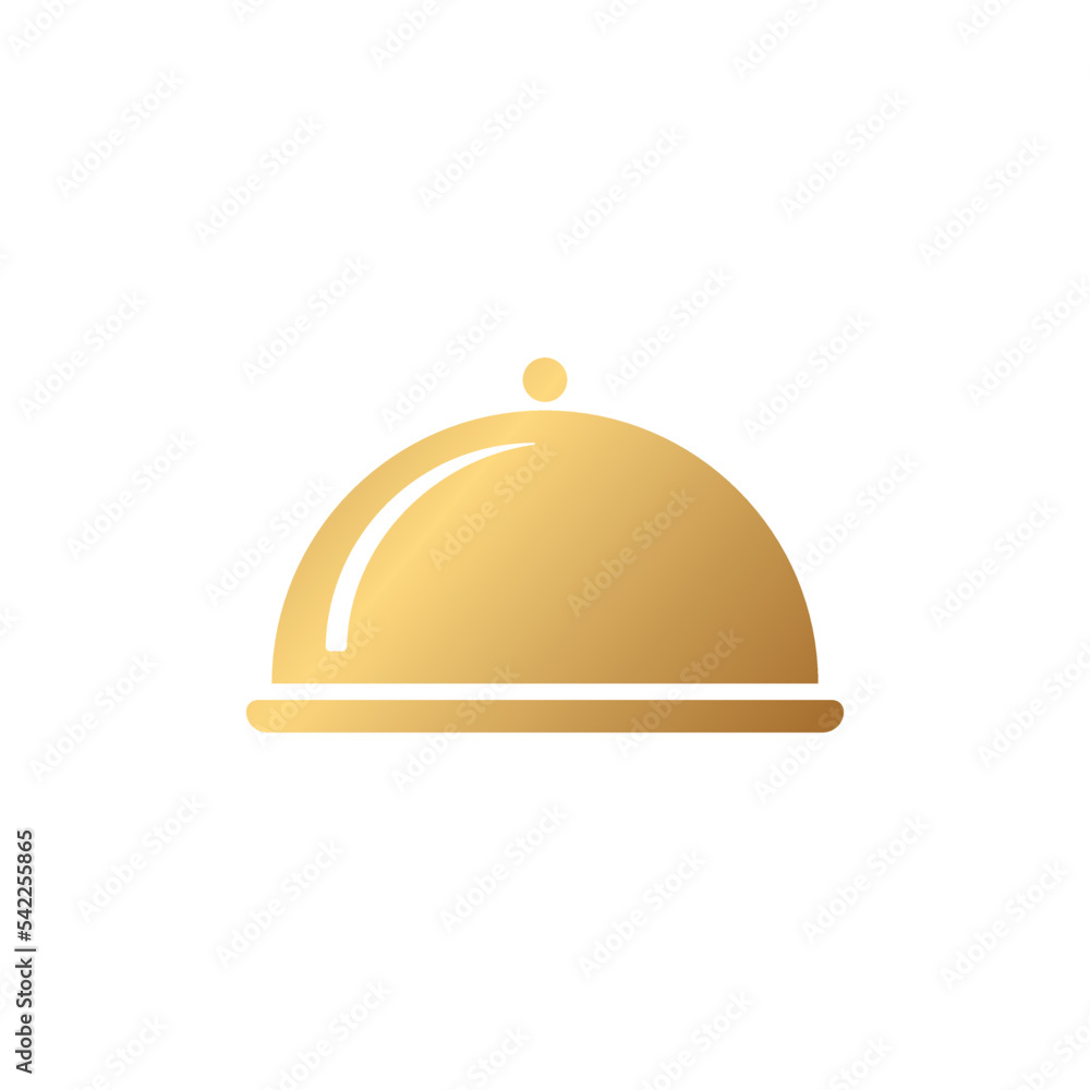 Fototapeta premium Covered food tray icon with gold gradient