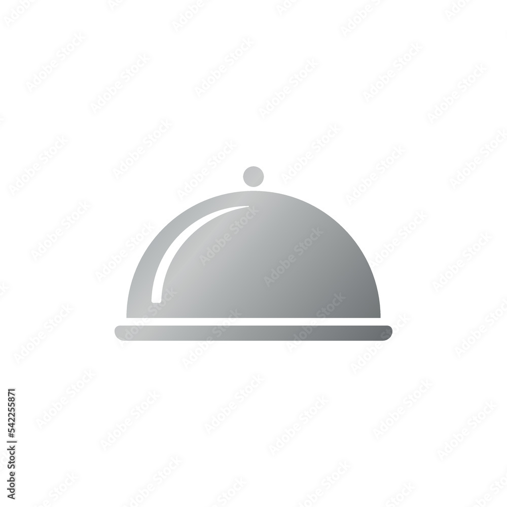 Covered food tray icon with metal gradient Covered food tray icon with metal gradient