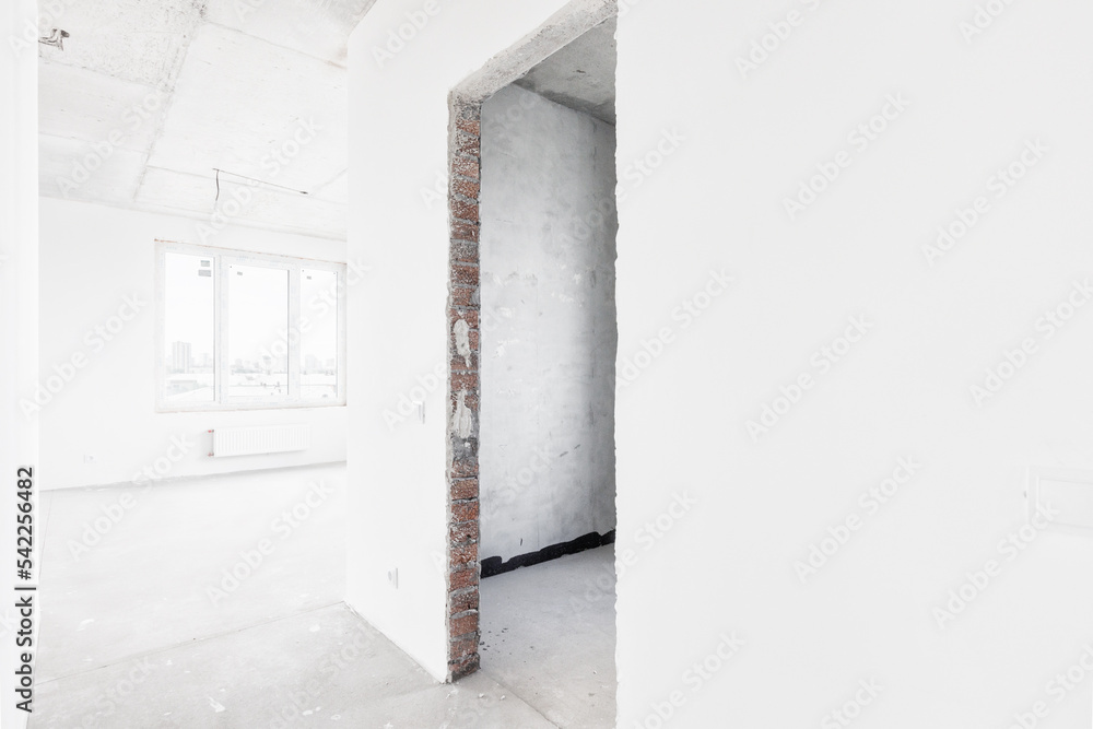 interior of the apartment without decoration in white colors interior of the apartment without decoration in white colors