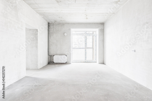 interior of the apartment without decoration in white colors