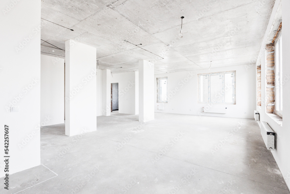 interior of the apartment without decoration in gray colors interior of the apartment without decoration in gray colors