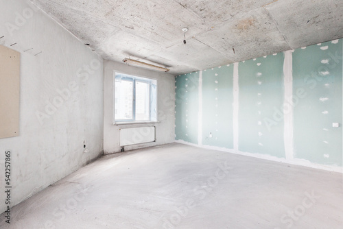 interior of the apartment without decoration in gray colors