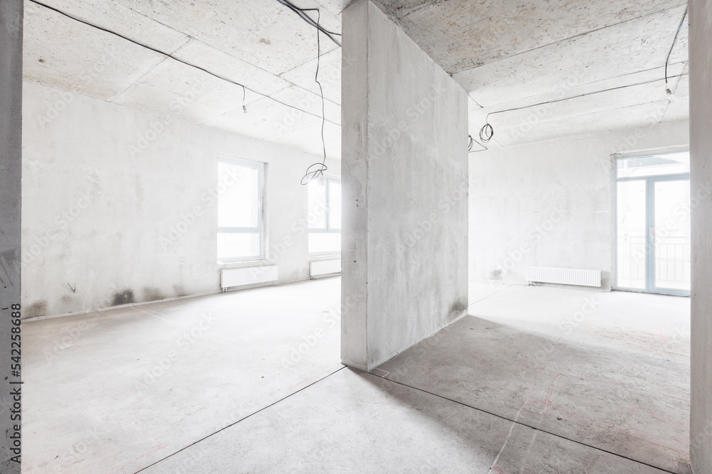 interior of the apartment without decoration in gray colors interior of the apartment without decoration in gray colors