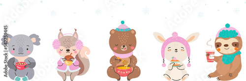 Photography Eating and drinking cute cartoon animals