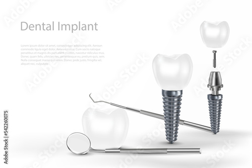 3D Dental Implants Surgery Concept with Tool.