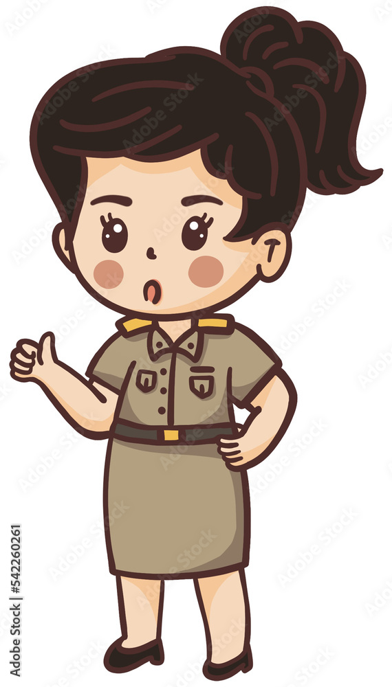 cartoon female thai teacher