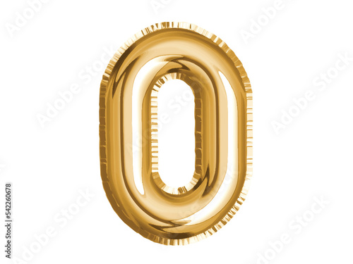 Gold number zero air balloon for baby shower celebrate decoration party on transparent background photo