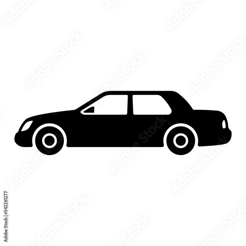 Car icon. Black silhouette. Side view. Vector simple flat graphic illustration. Isolated object on a white background. Isolate.